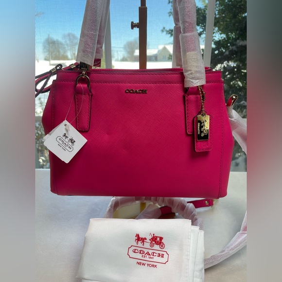 Coach NWT Madison Saffiano Leather Mini Christie Carryall in Pink Ruby - Picture 15 of 16